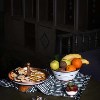 شیرینی خوری مسی خط دار سفید نقره ای