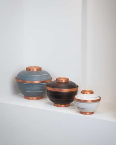 ظرف درب دار مسی مدل خط دار ظرف درب دار مسی مدل خط دار